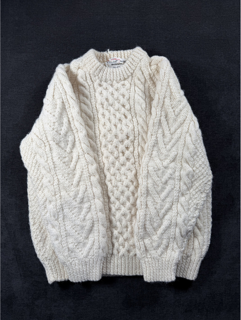 Purple Heather Handknit All Pure Wool Cable Knit Sweater from Ireland